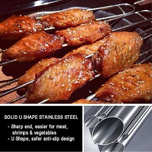 バーベキュー串 焼き串 BBQツール スキュアー ステンレス製 木柄 長38cm キャンプ用 6本セット