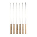 バーベキュー串 bbq 串 キャンプ ステンレス 焼き串 スキュアー 鉄串 BBQツール 木柄 42cm平型 6本セット