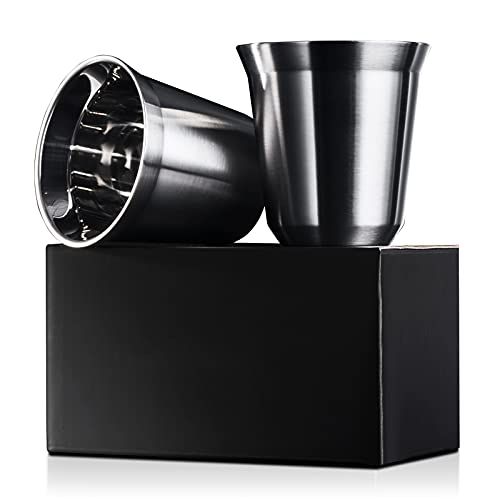 エスプレッソカップ ステンレス 2個セット 150ML 日本酒用 コーヒー用 ステンレス二重カップ 収納箱付