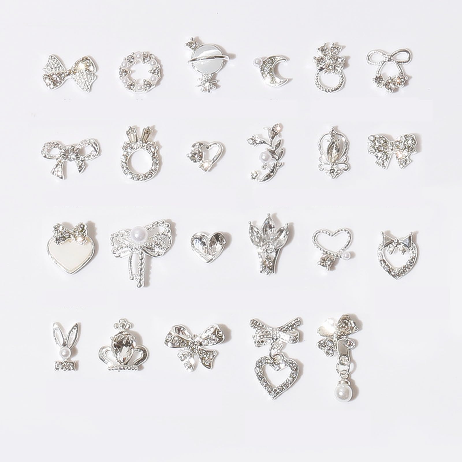 ネイル 立体 デコ 24個セット 可愛い 大きい リボン 花 パール ハートストーン キラキラ ネイルアート ..