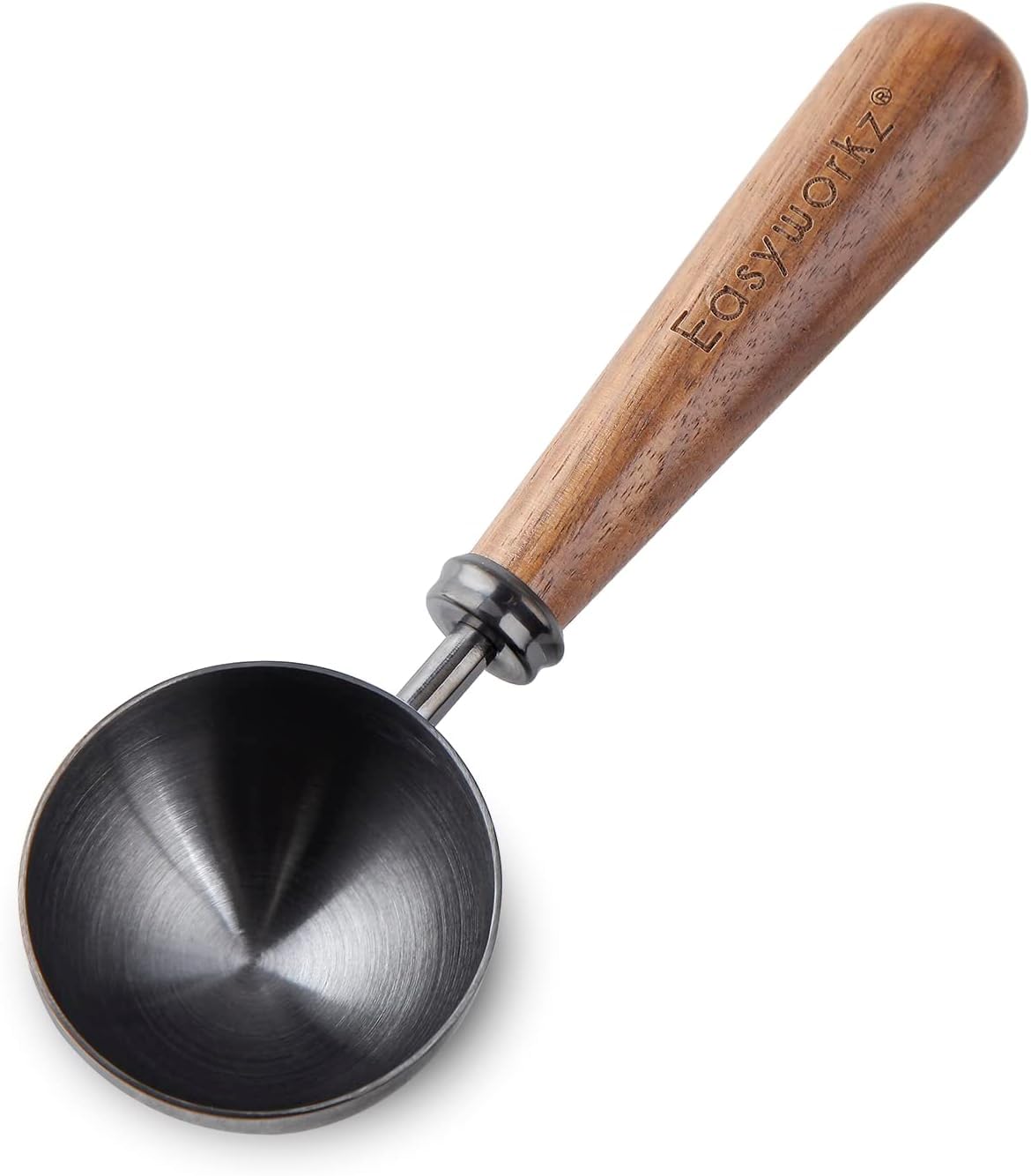 レトロ ステンレス鋼 コーヒー 計量 スクープ 10 黒胡桃木製ハンドル「ガンメタル」