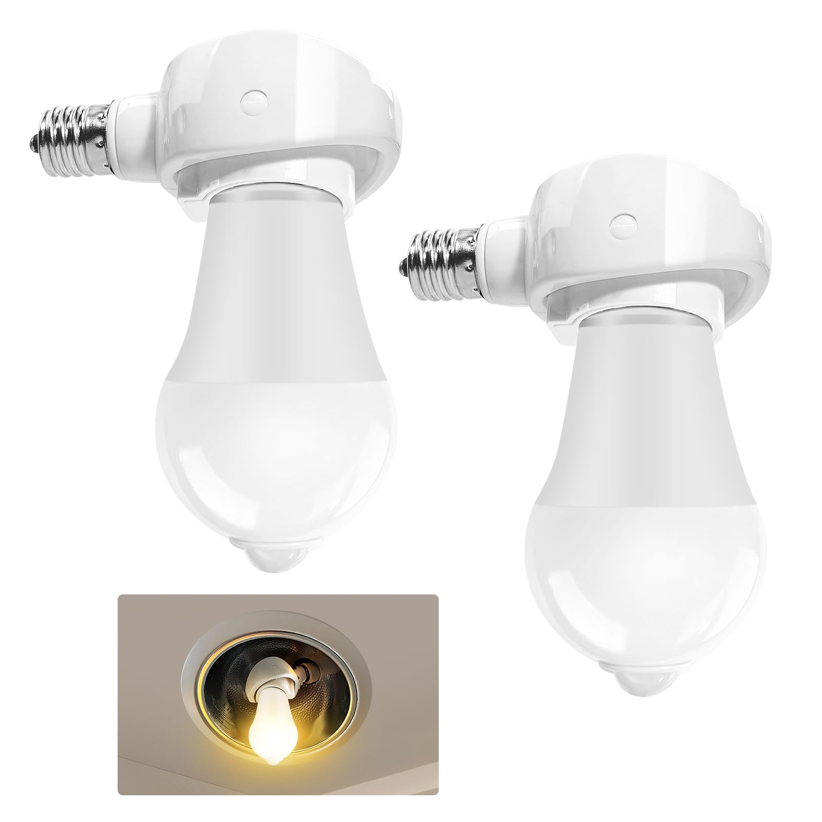 ispo E17→E26 LED電球専用可変式ソケット電球付き人感センサー付 明暗センサー付き 赤外線センサー 自動点灯 60W形相当＋器具セッ