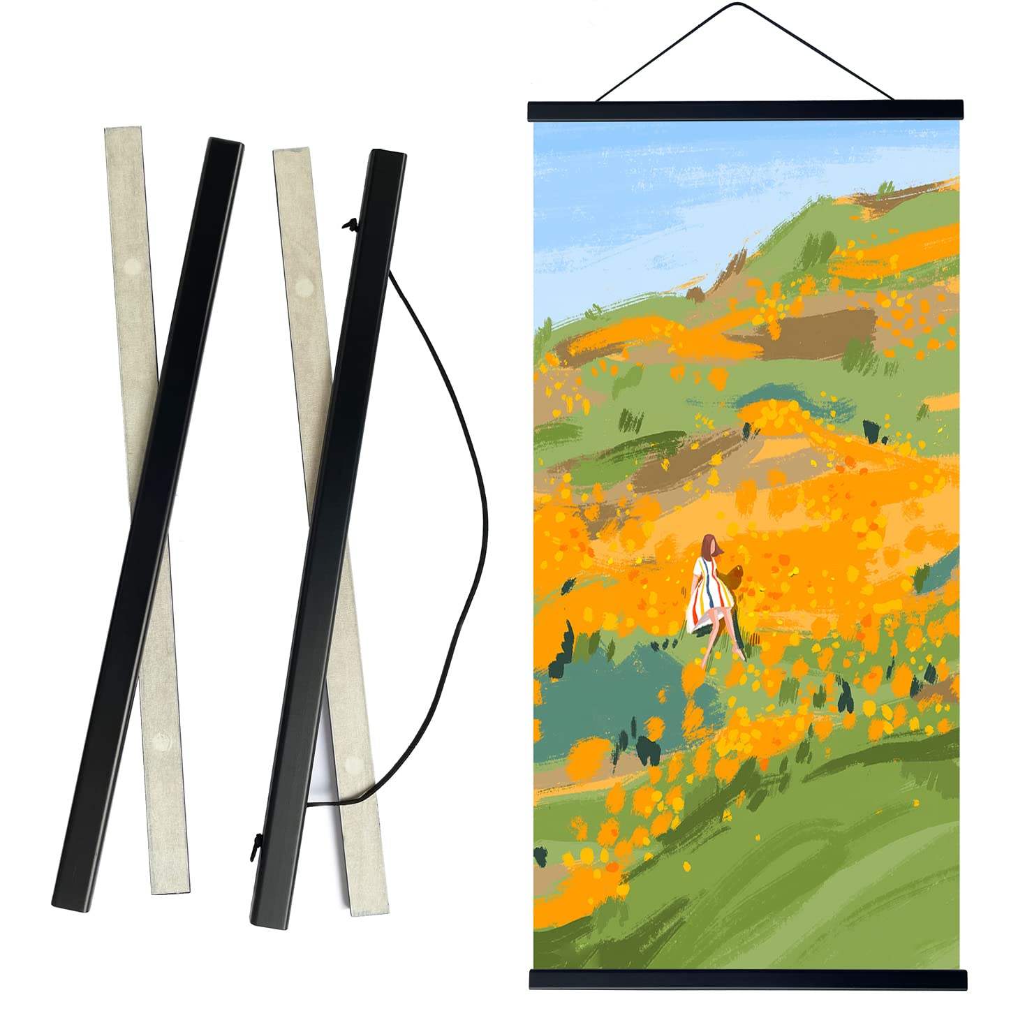 タペストリー棒 天然木 A3 マグネット式 ポスターフレーム 手ぬぐい ポスターハンガー てぬぐい 壁掛け..