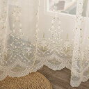 pureaqu 田舎風美しい レースカーテン 刺繍 小さな花柄葉柄 薄手 薄いカーテン 軽い 良好な光透過性 間仕切り子供の女の子の部屋 カーテ