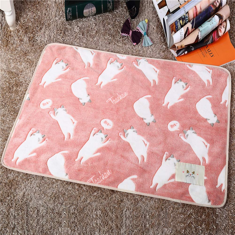 Life ブランケット かわいい 猫柄 ひざ掛け 肩掛け フランネル 毛布 お昼寝 防寒 冷房対策 四季通用 ライトブルー 100*75cm