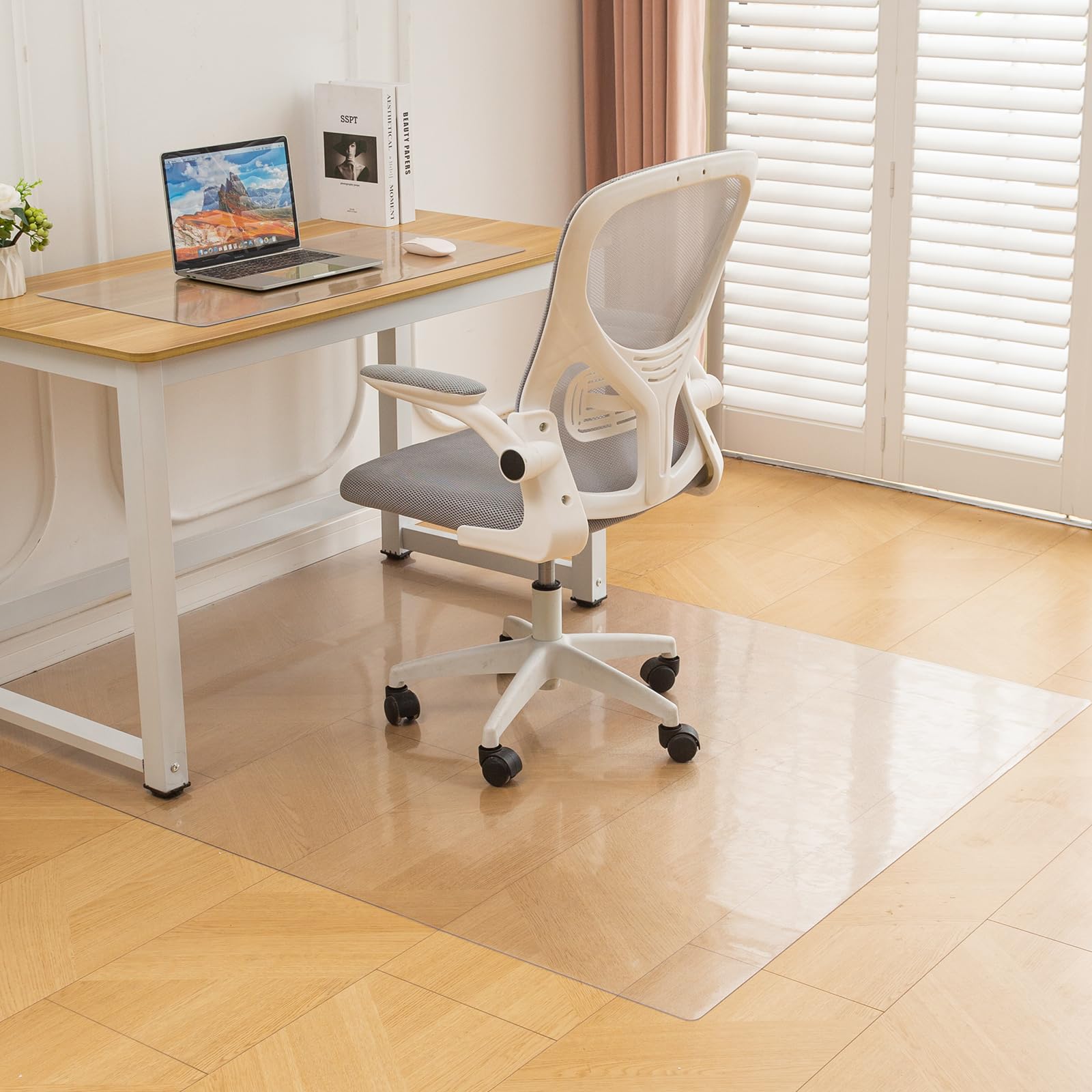 チェアマット エンボス加工 透明 100×140cm 厚み1.5mm 椅子 マットV 床保護マット 大型デスク足元マット 床傷防止 特大サイズ