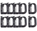 サバゲー カラビナ 高強超度軽量 Dリング ウェビング バックパック用登山釦 10個セット