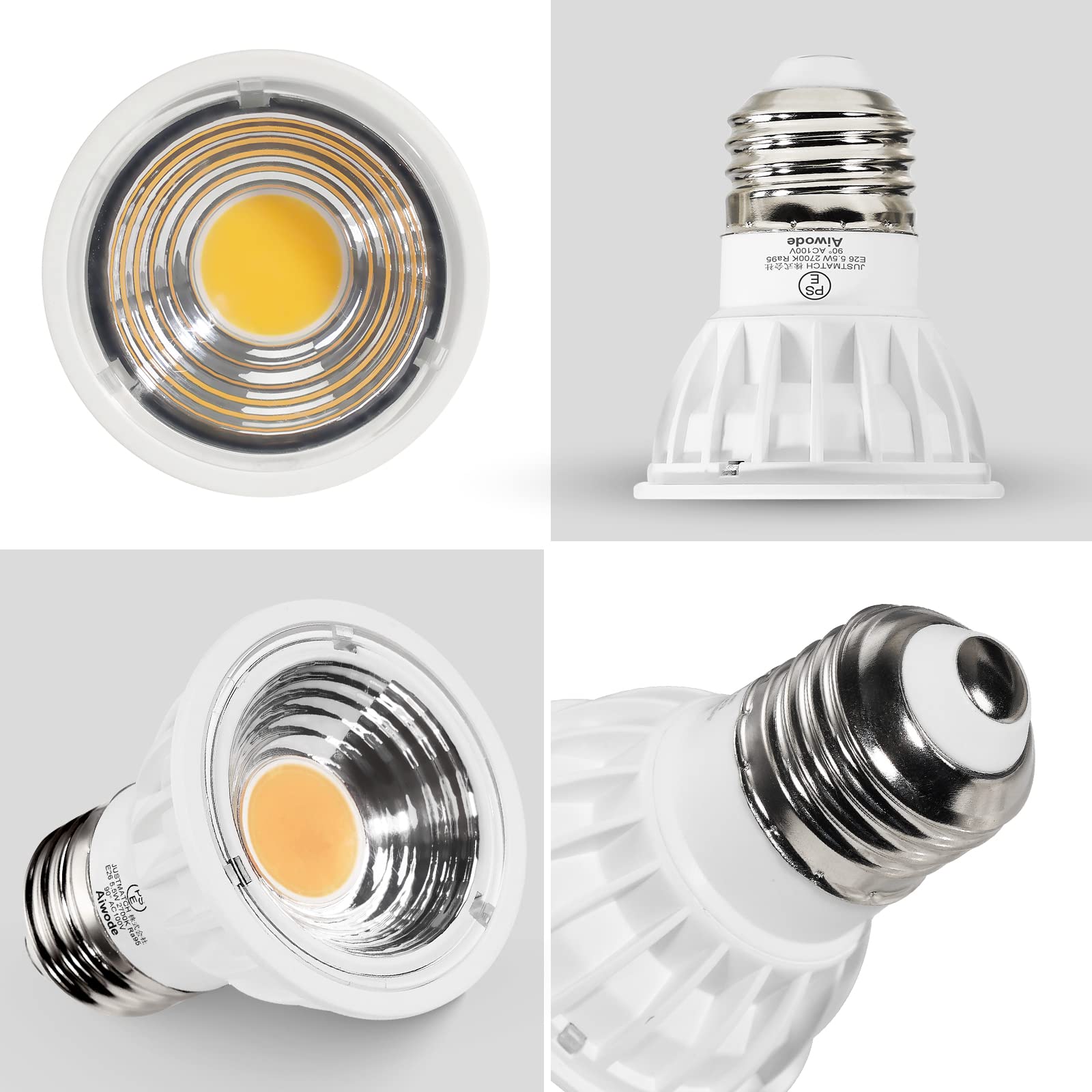E26 LEDスポットライト LED電球 E26口金 5.5W60W形相当電球色2700K RI95 明るさ550lm 調光不可広角90°絶縁 [2]