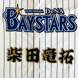 納期注意【横浜DeNAベイスターズ 刺繍ワッペン 柴田 名前】柴田竜拓/応援歌/ユニフォーム/優勝/プロ野球/刺繍/刺しゅう/クリスマス/