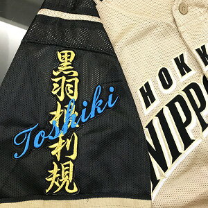 納期注意【日本ハムファイターズ 刺繍ワッペン 黒羽根 ネーム】黒羽根利規/ユニフォーム/日ハム/ファイターズ/刺しゅう/ワッペン【SG】