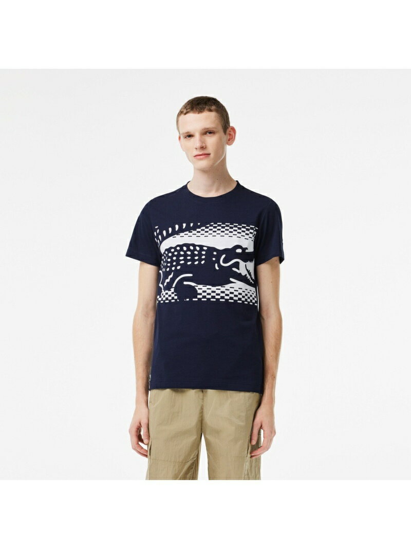 【SALE／50%OFF】『ノバク・ジョコビッチ』オーバーサイズプリントTシャツ LACOSTE ラコステ トップス カットソー・Tシャツ ネイビー オレンジ【RBA_E】【送料無料】[Rakuten Fashion]