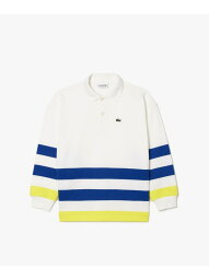 テーピングボーダーBOYS長袖ポロシャツ LACOSTE ラコステ トップス ポロシャツ ホワイト【送料無料】[Rakuten Fashion]