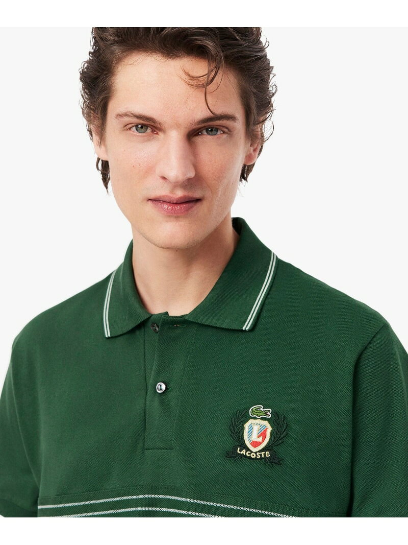 【SALE／40%OFF】フロントボーダーパネルポロシャツ LACOSTE ラコステ トップス ポロシャツ ネイビー グリーン【RBA_E】【送料無料】[Rakuten Fashion]