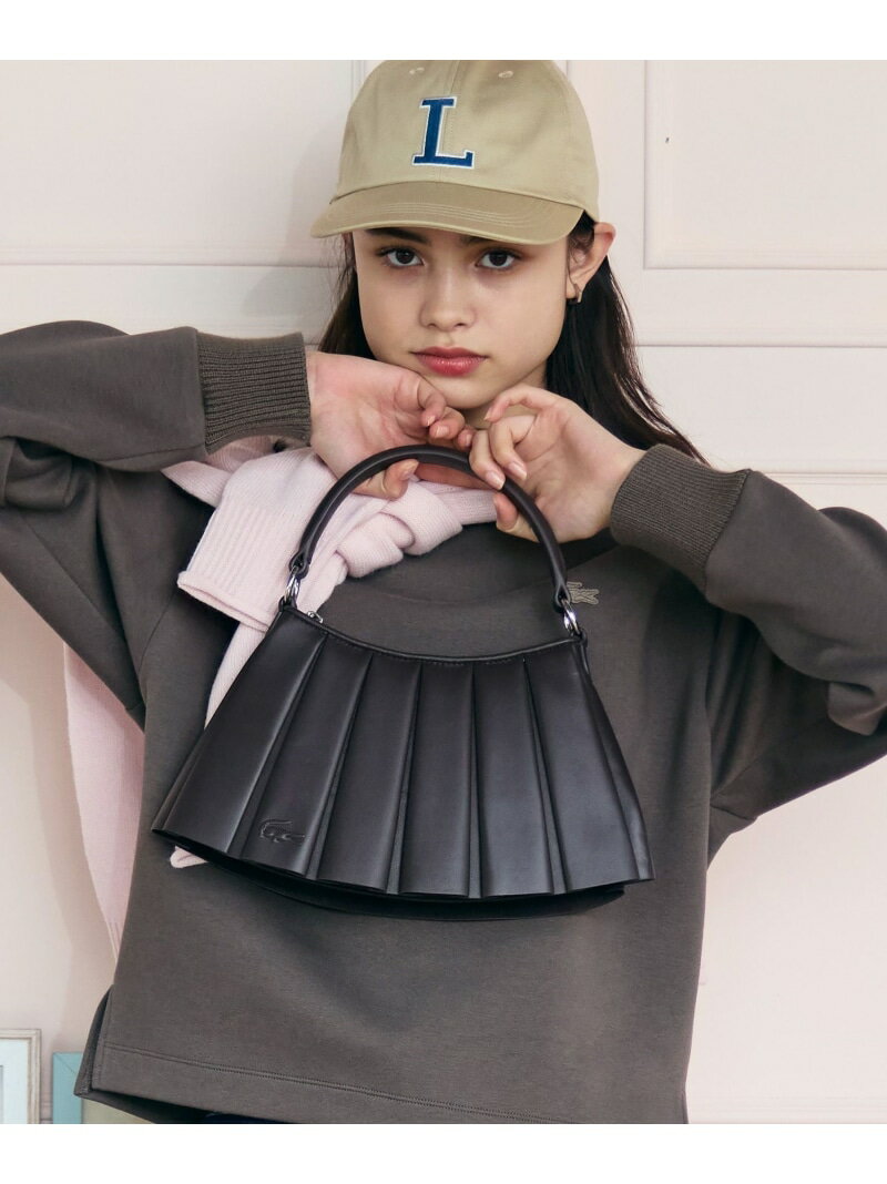 LENGLEN レザープリーツハンドバッグ LACOSTE ラコステ バッグ ショルダーバッグ カーキグリーン ホワイト ブラウン ブラック【送料無料】[Rakuten Fashion]