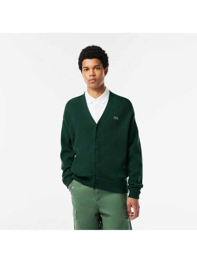 ガーター編みVネックカーディガン LACOSTE ラコステ トップス カーディガン グリーン ネイビー ブルー【送料無料】[Rakuten Fashion]