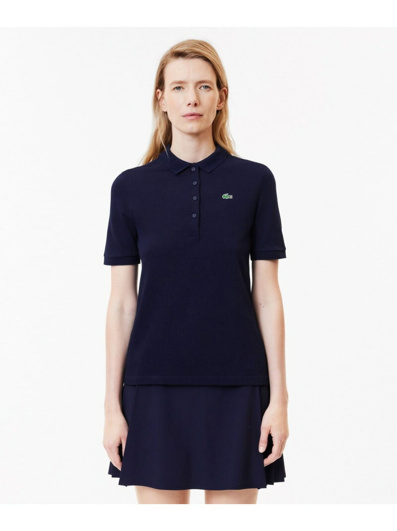 ラコステ 【EC限定】オーガニックコットン 鹿の子 ウィメンズソリッドゴルフポロシャツ LACOSTE ラコステ トップス ポロシャツ ネイビー ホワイト【送料無料】[Rakuten Fashion]