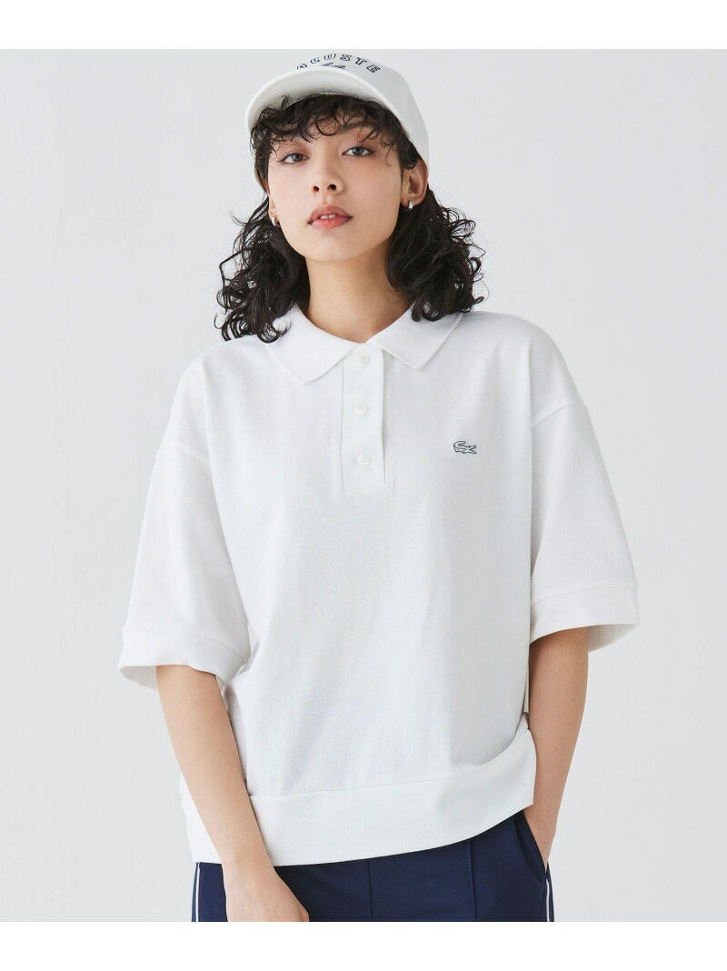 ヘビーウェイト キモノスリーブ 鹿の子地ポロシャツ LACOSTE ラコステ トップス ポロシャツ ホワイト ブラック ベージュ【送料無料】[Rakuten Fashion]