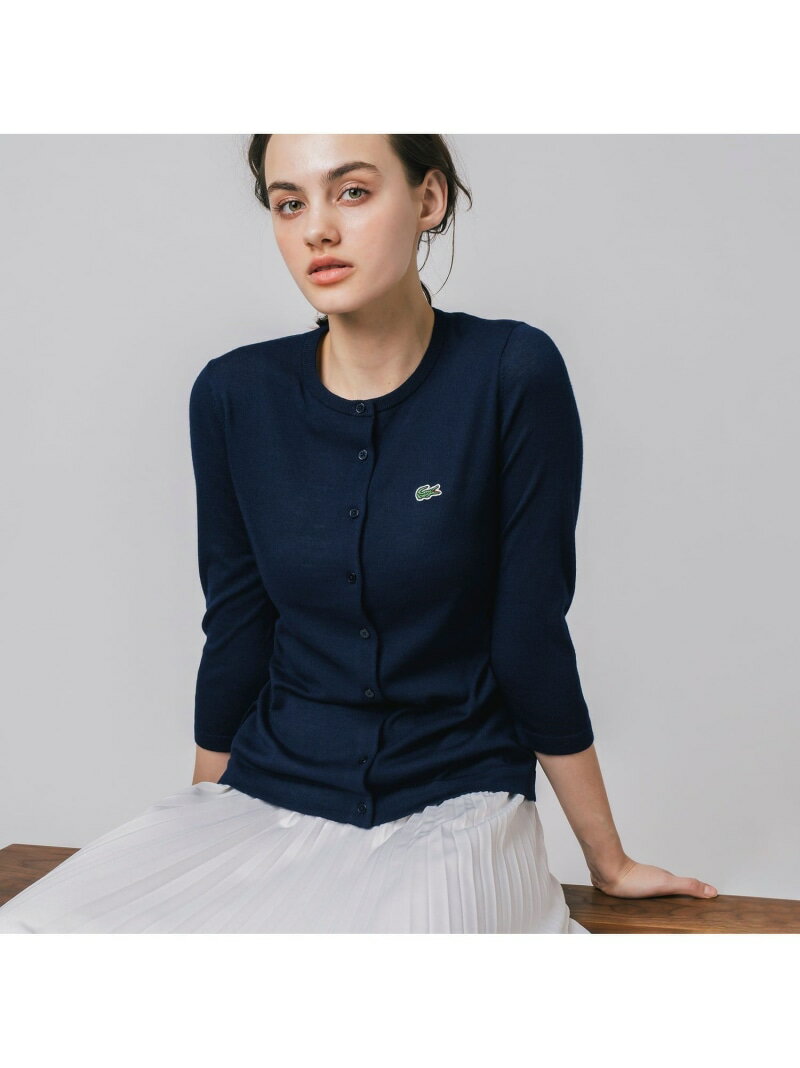 【SALE／40%OFF】UVカット 吸水速乾 ウォッシャブル COOLMAX クールマックス ニットカーディガン LACOSTE ラコステ トップス カーディガン ネイビー オレンジ グリーン ブラウン ホワイト ブルー【RBA_E】【送料無料】[Rakuten Fashion]