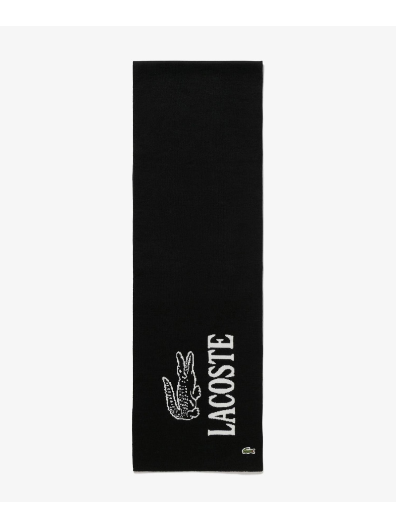 【SALE／40%OFF】ウールブレンド ワニロゴジャカードマフラー LACOSTE ラコステ ファッション雑貨 マフラー・ストール・ネックウォーマー ブラック グレー【RBA_E】【送料無料】[Rakuten Fashion] 3
