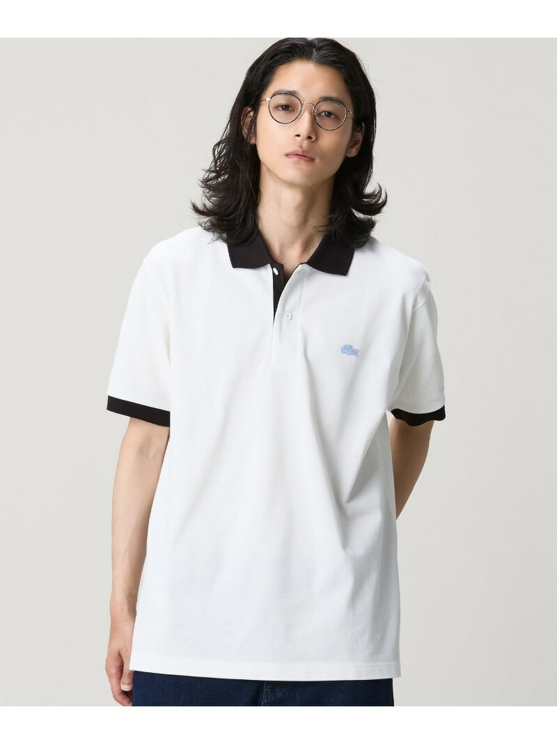 配色コントラストリブ 2トーンポロシャツ LACOSTE ラコステ トップス ポロシャツ ホワイト オレンジ【送料無料】[Rakuten Fashion]