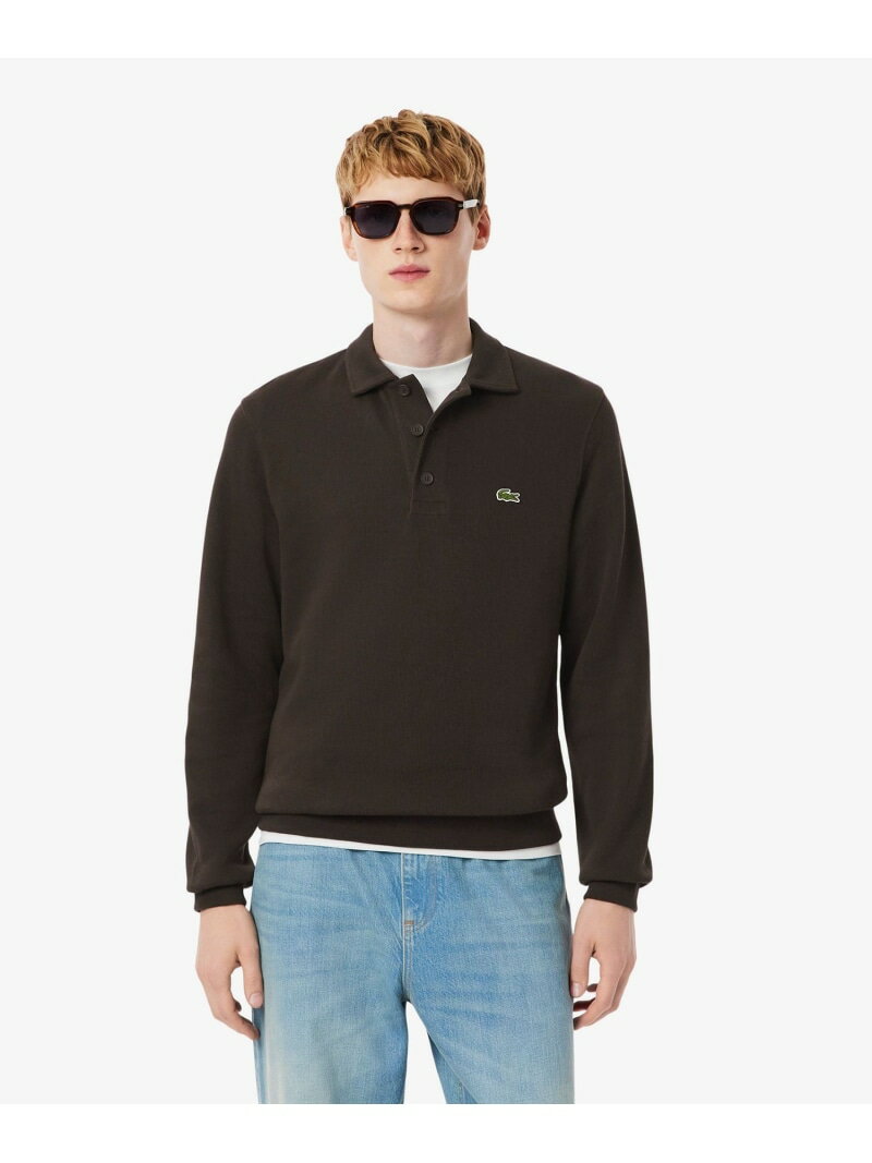 コットンニットロングスリーブポロシ...