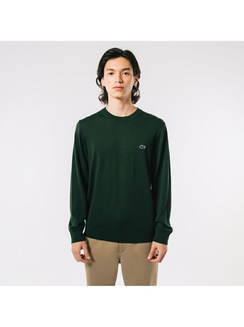 ラコステ 【SALE／20%OFF】ウォッシャブルウールクルーネックニットセーター LACOSTE ラコステ トップス ニット グリーン ブラック ネイビー ブラウン グレー【RBA_E】【送料無料】[Rakuten Fashion]