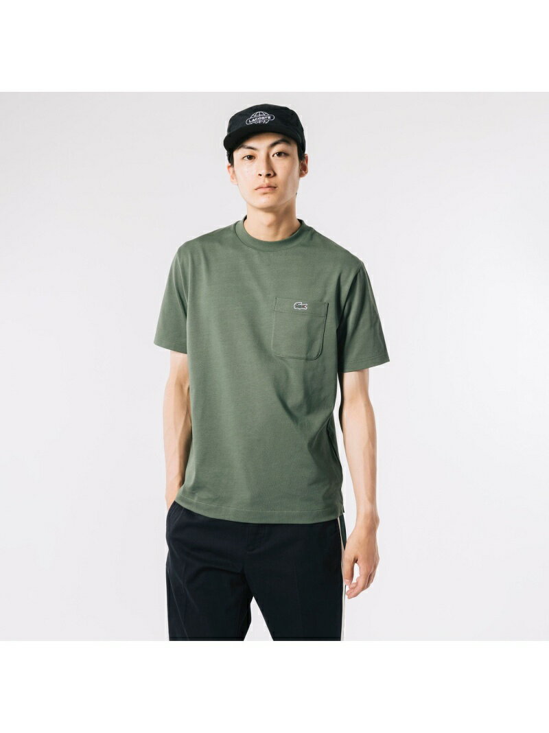 アウトラインクロックポケットTシャツ LACOSTE ラコステ トップス カットソー・Tシャツ グリーン ホワイト ブラック ネイビー ベージュ ブルー ブラウン【送料無料】[Rakuten Fashion]