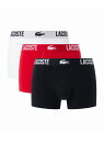 3パックストレッチコットンボクサートランクショーツ / ボクサーパンツ LACOSTE ラコステ インナー・ルームウェア ボクサーパンツ・トランクス ブラック【...