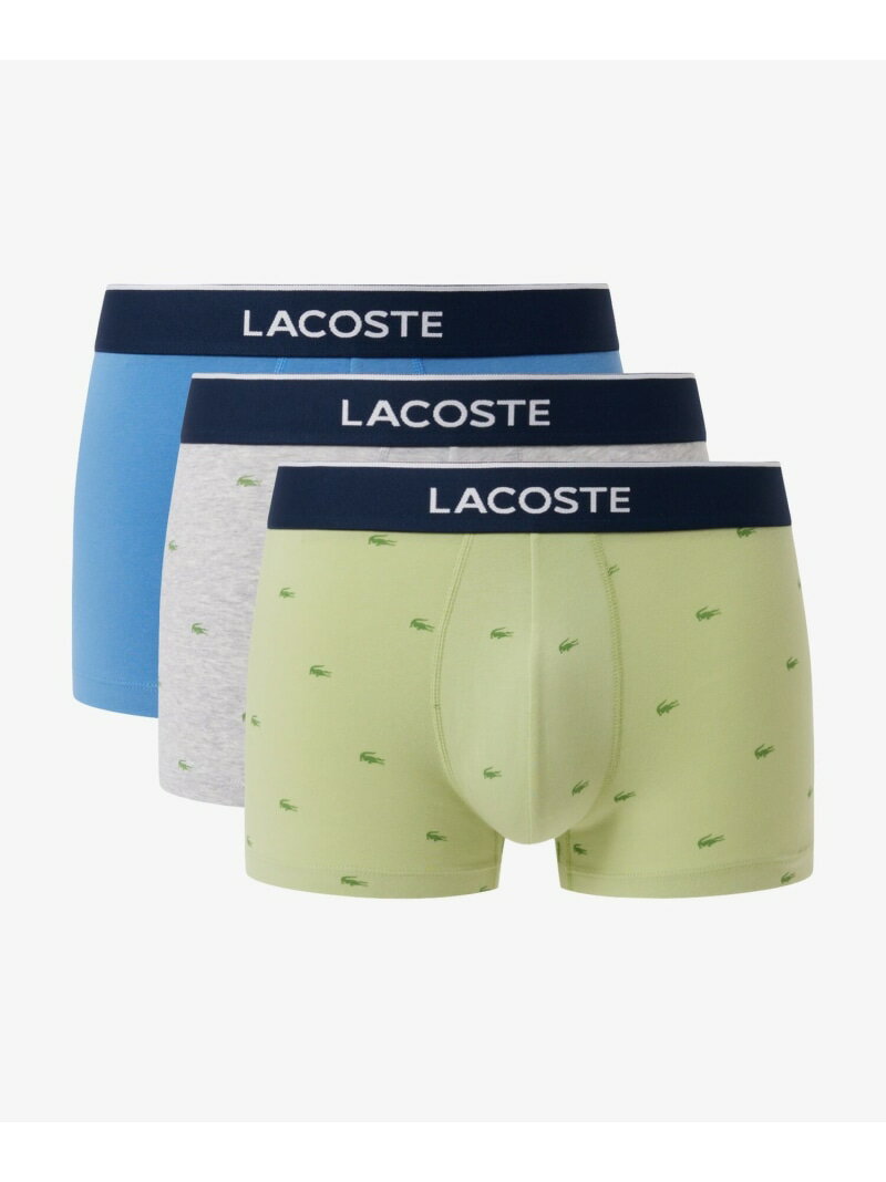 3 팩 인쇄 스트레치 코튼 트렁크 복서 반바지 / 복서 바지 LACOSTE 라코스테 이너 룸웨어 복서 바지 트렁크 네이비 핑크 [무료 배송] [Rakuten Fashion]