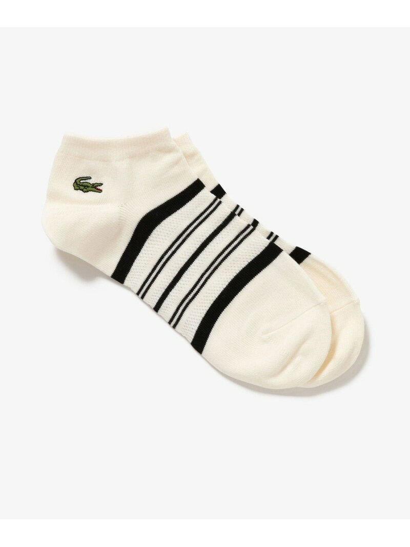 メッシュ切り替えボーダーくるぶし丈ソックス 25-27cm LACOSTE ラコステ 靴下・レッグウェア 靴下 グレー ホワイト ブラック ネイビー[Rakuten Fashion]