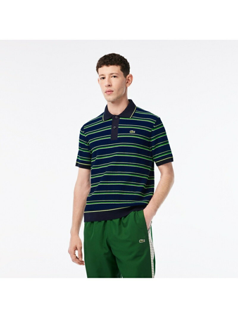 ラコステ 【SALE／50%OFF】ボーダーリブニットポロシャツ LACOSTE ラコステ トップス ニット ネイビー【RBA_E】【送料無料】[Rakuten Fashion]