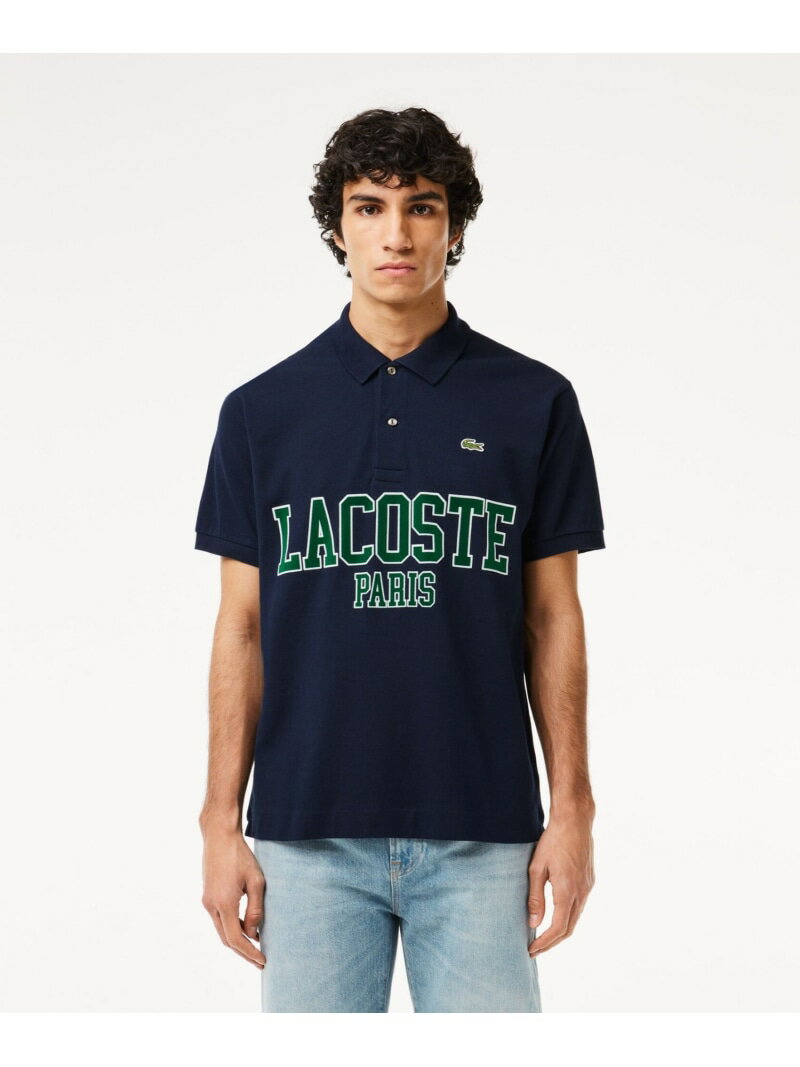 ラコステ オーバーサイズネームプリントポロシャツ LACOSTE ラコステ トップス ポロシャツ ネイビー ホワイト ブルー【送料無料】[Rakuten Fashion]