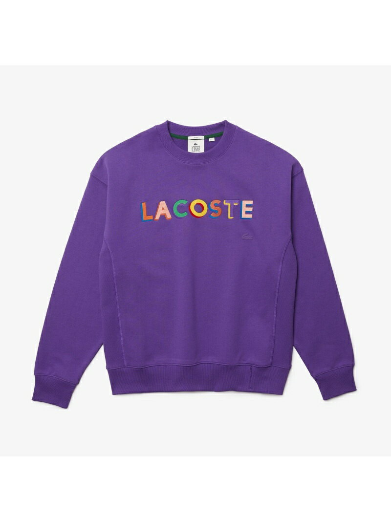 【SALE／30%OFF】LACOSTE L!VE マルチカラーネームステッチクルーネックスウェット LACOSTE ラコステ カットソー スウェット パープル ブラック【RBA_E】【送料無料】[Rakuten Fashion]