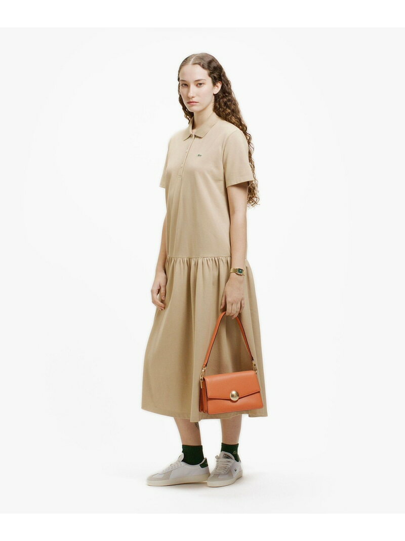 ローウエストポロドレス マキシ丈ワンピース LACOSTE ラコステ ワンピース・ドレス シャツワンピース ブラック グリーン ベージュ ネイビー【送料無料】[Rakuten Fashion]
