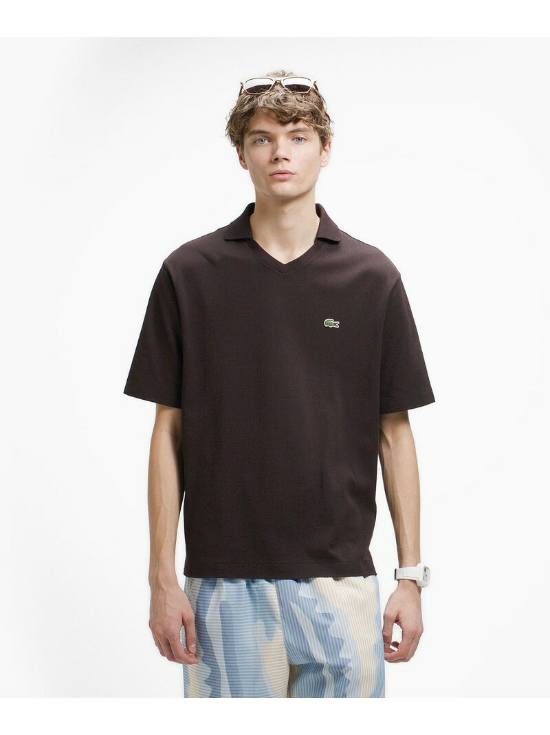 L.12.12アレンジ スキッパーネックポロシャツ LACOSTE ラコステ トップス ポロシャツ ホワイト ブラック グレー ブラウン【送料無料】[Rakuten Fashion]