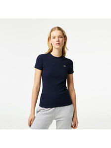 タイトフィットリブニットTシャツ LACOSTE ラコステ トップス カットソー・Tシャツ ネイビー グリーン【送料無料】[Rakuten Fashion]