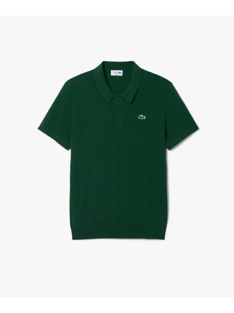 レーヨン混 ワントーンゴルフポロニット LACOSTE ラコステ トップス ポロシャツ ネイビー