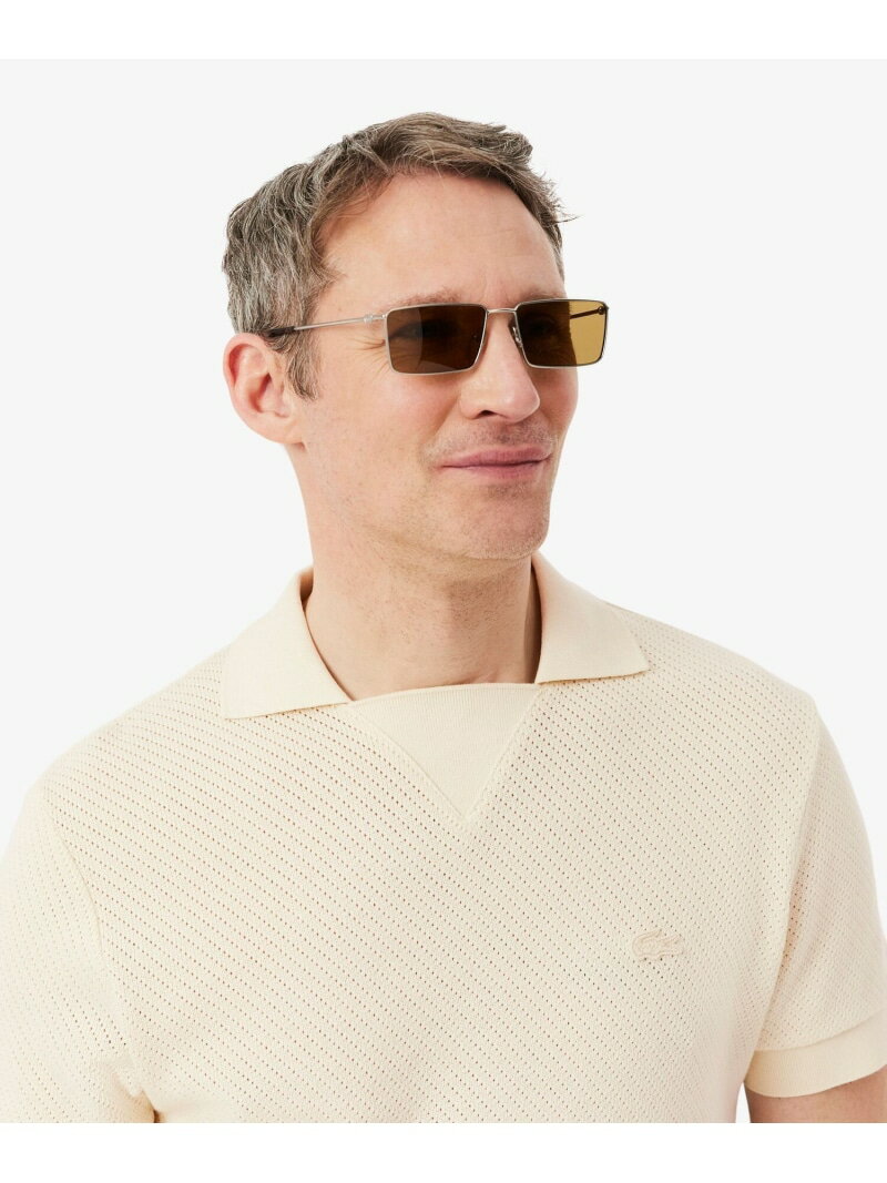 メッシュニットボタンレスポロシャツ LACOSTE ラコステ トップス ポロシャツ ホワイト【送料無料】[Rakuten Fashion]