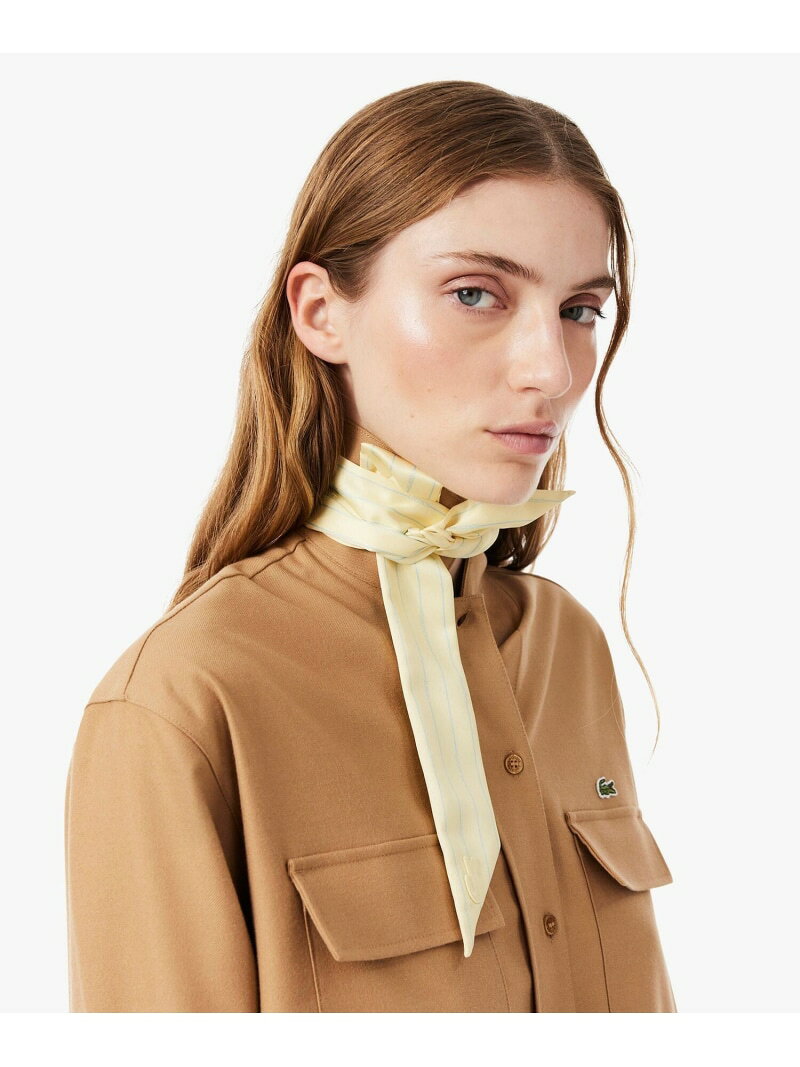 サテンナロースカーフ LACOSTE ラコステ ファッション雑貨 スカーフ・バンダナ ピンク イエロー ネイビー【送料無料】[Rakuten Fashion]