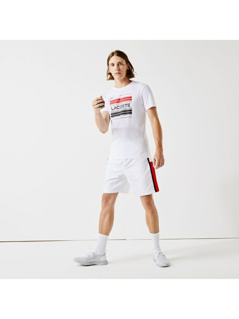 【SALE／30%OFF】ベーシックグラフィックウルトラドライクルーネックTシャツ LACOSTE ラコステ トップス カットソー・Tシャツ ホワイト ネイビー シルバー【RBA_E】【送料無料】[Rakuten Fashion]