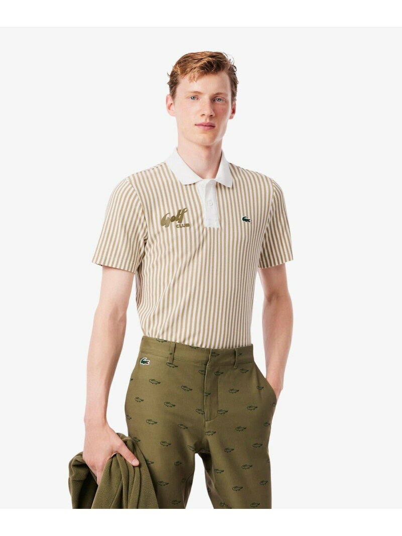【SALE／30%OFF】ヒートコントロールストライプポロシャツ LACOSTE ラコステ トップス ポロシャツ グリーン ベージュ【RBA_E】【送料無料】[Rakuten Fashion]