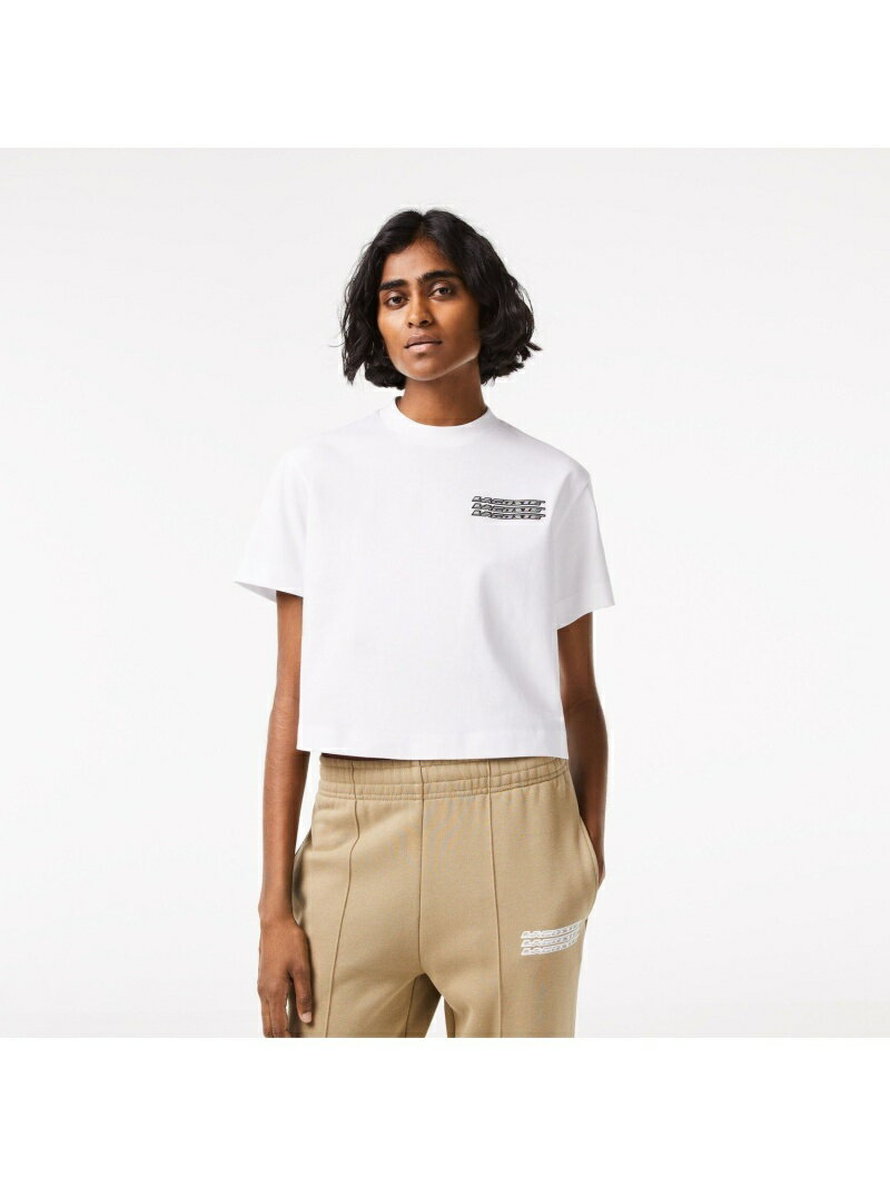 楽天LACOSTE／ラコステ【SALE／40％OFF】グラフィカルロゴオーバーサイズクルーネックTシャツ LACOSTE ラコステ トップス カットソー・Tシャツ ホワイト ピンク【RBA_E】【送料無料】[Rakuten Fashion]