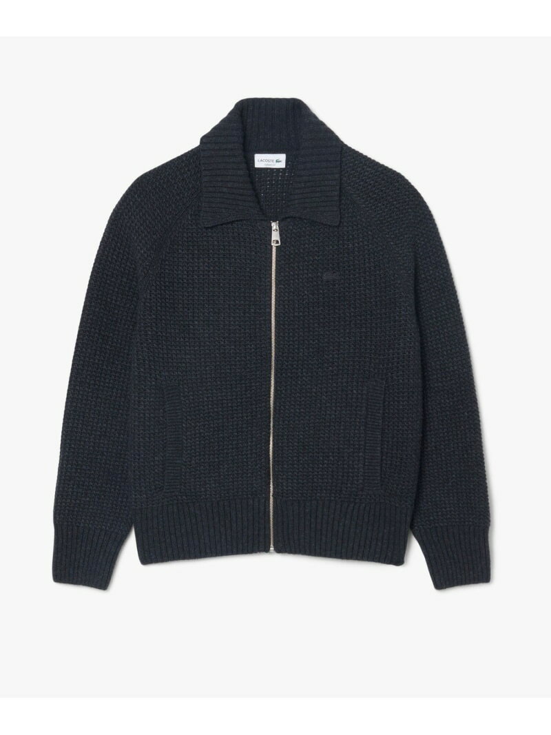 ローゲージフルジップハイネックセーター LACOSTE ラコステ トップス ニット グレー