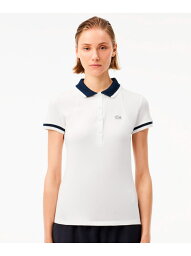 フランスメイドシングルジャージポロシャツ LACOSTE ラコステ トップス ポロシャツ ホワイト グリーン【送料無料】[Rakuten Fashion]