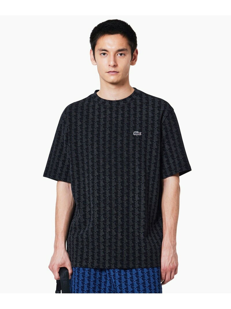 [SALE/40% OFF] Indigo pique monogram short-sleeved T-shirt LACOSTE Lacoste tops cut and sew T-shirt Blue Black [RBA_E] [Free Shipping] [Rakuten Fashion]