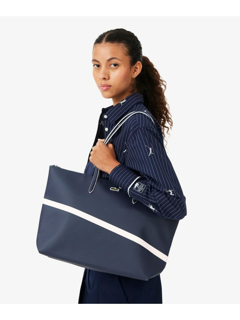 L.12.12 コンセプトシーズナル ストライプ鹿の子トートバッグ LACOSTE ラコステ バッグ トートバッグ ネイビー【送料無料】[Rakuten Fa..