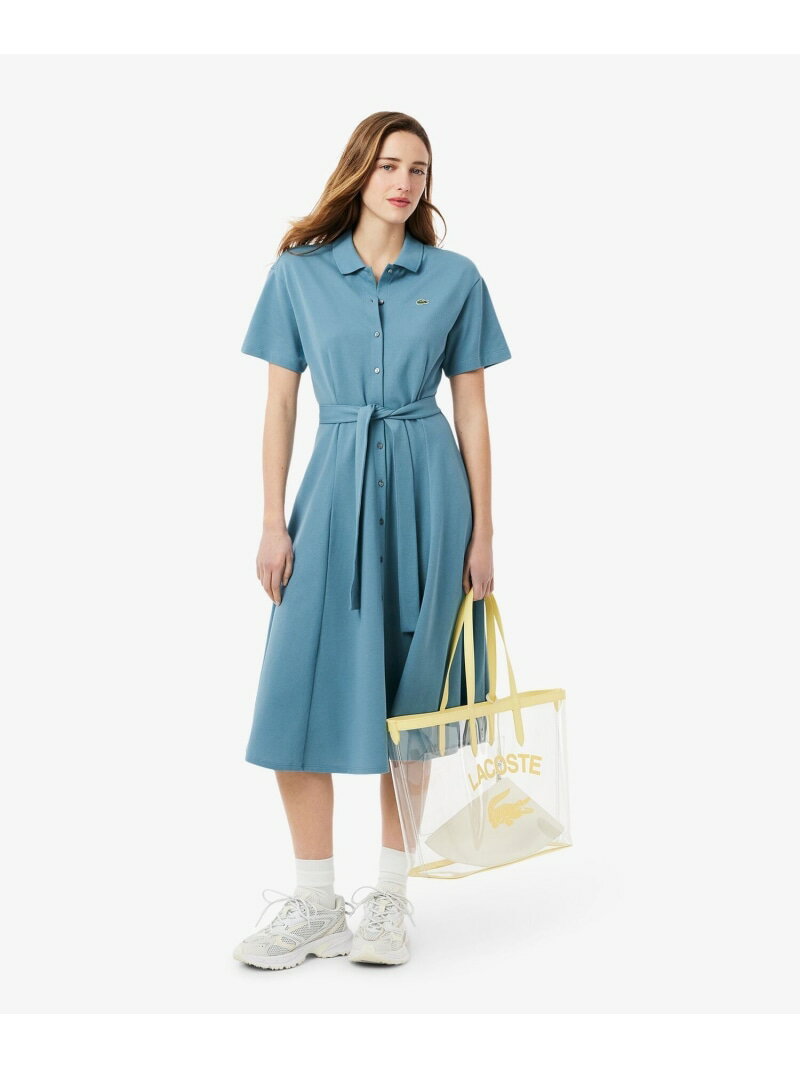 鹿の子地シャツドレス ドレープフレアワンピース LACOSTE ラコステ ワンピース・ド...