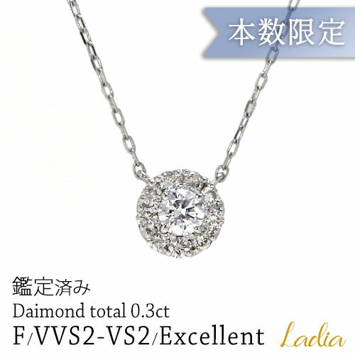ご好評につき再販 本数限定 ダイヤモンド ネックレス 計0.3ct Fカラー VVS2 VS2 Excellent エクセレン..