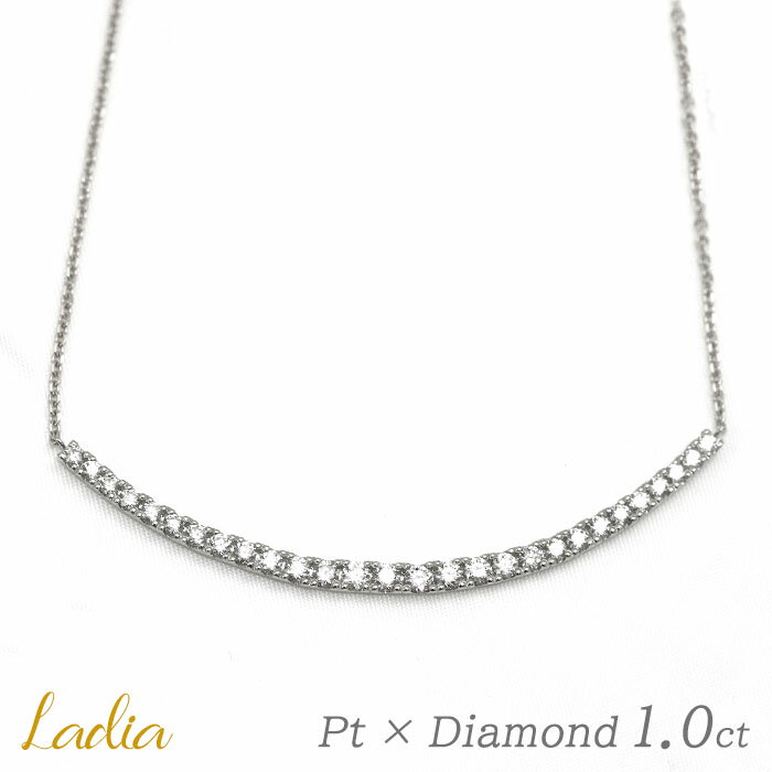 ダイヤモンド ライン ネックレス プラチナ 1ct 天然ダイヤ ラインネックレス バー Pt900 Pt850 2way リバーシブル スライドアジャスター スマイル 1カラット 彼女 レディース 女性 妻 レイヤード 重ね付けのサムネイル