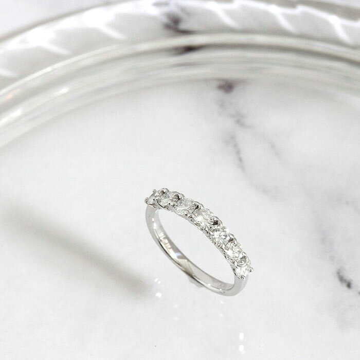 残り1点 再入荷 ダイヤモンド エタニティ リング 7石 1ct Pt900 プラチナ 天然 ダ...